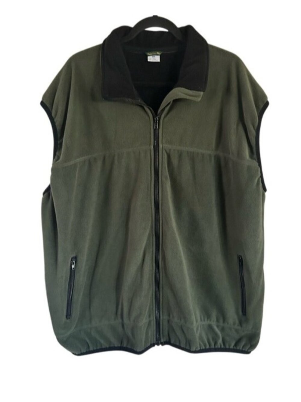 Pacific Fly Olive Green Fleece Vest Men's Zip Fishing Outdoor XXL Inner Pockets